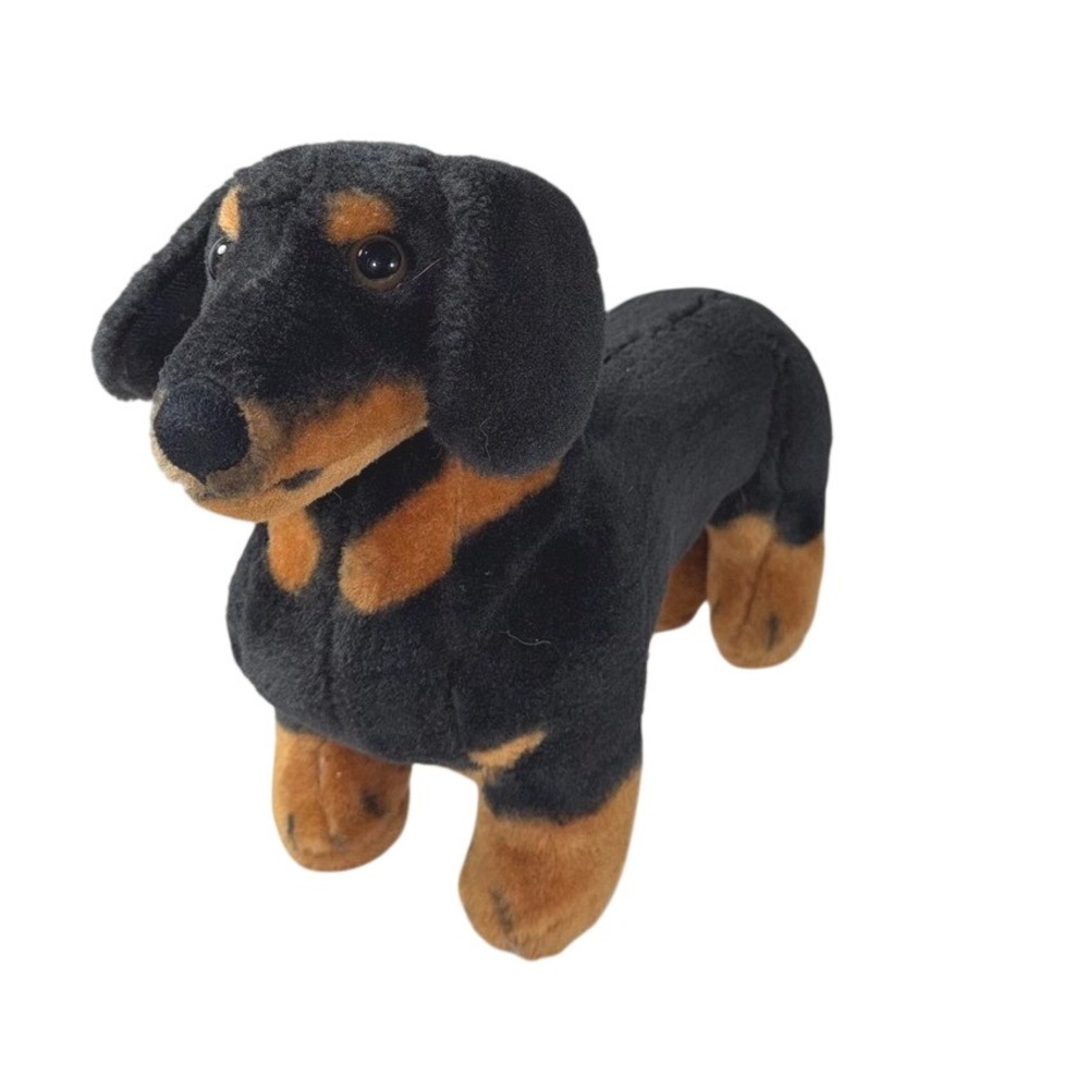 Melissa & Doug Dachshund Plush Black Tan Stuffed Animal Dog Realistic Standing